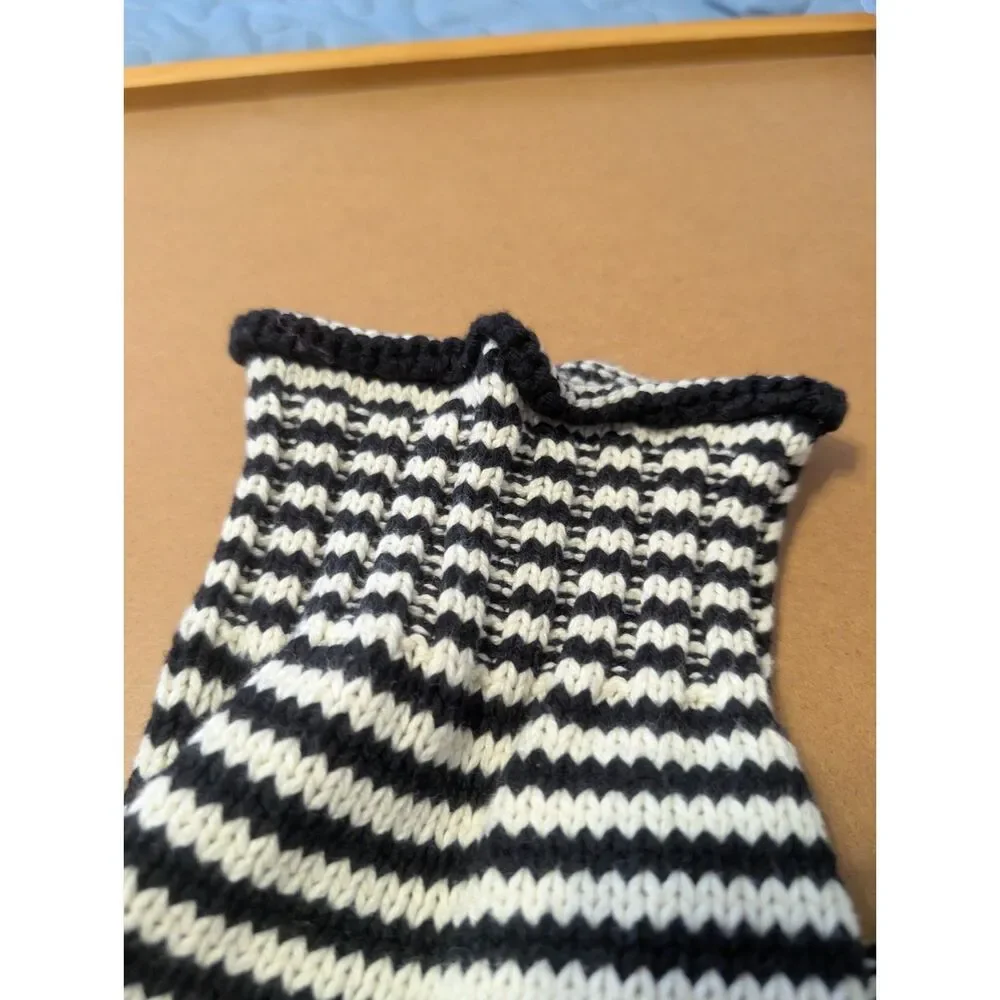 J.Crew Rollneck Stripe Cotton Sweater Oversized Fit Black Ivory Medium Preppy - Picture 8 of 11